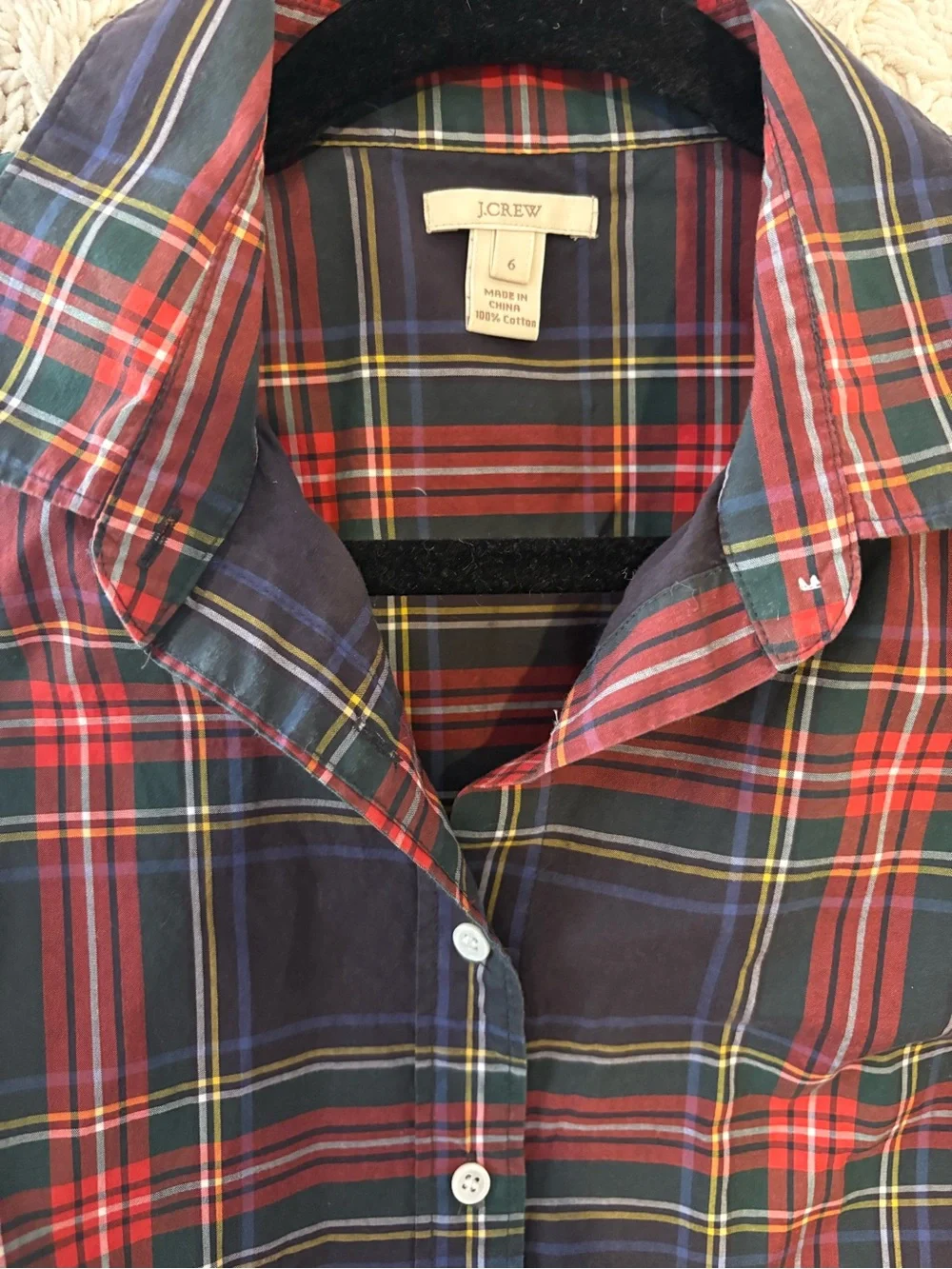 J. Crew Navy Plaid Fitted Button-Down Shirt - Picture 3 of 5